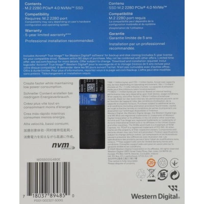 Твердотельный накопитель Western Digital WD Blue SN5000 WDS500G4B0E